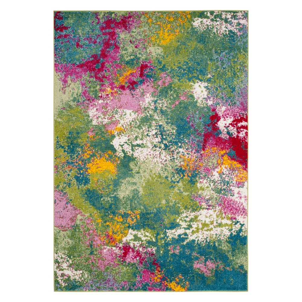 9'x12' Tie Dye Design Loomed Area Rug Green/Fuchsia - Safavieh