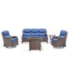 Buenhomino 5Pcs Patio Furniture Set with Fire Pit - Wicker Patio Conversation Set with Swivel Glider, Wicker Sofa, Tempered Side Table,6-inch Cushion - 2 of 4