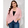 Women's Ruffled Hem Blazer Cardigan, Single-Button Lapel Jacket with 3/4 Sleeves for Casual & Office Wear - 4 of 4