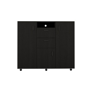 NicBex 2 Drawers Dresser for Bedroom with 3 Cabinets,Chest of Drawers with Metal Handles,Freestanding Dresser,Storage Dressers for Bedroom,Black - 1 of 4