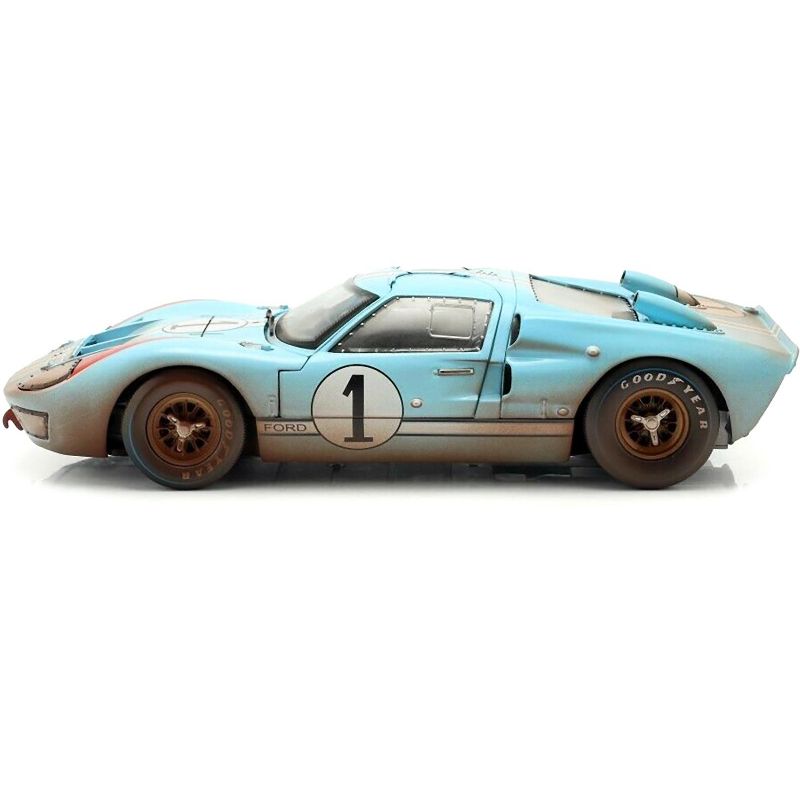 1966 Ford GT-40 MK II #1 Light Blue Miles - Hulme Le Mans (Dirty Version) 1/18 Diecast Model Car by Shelby Collectibles, 3 of 4