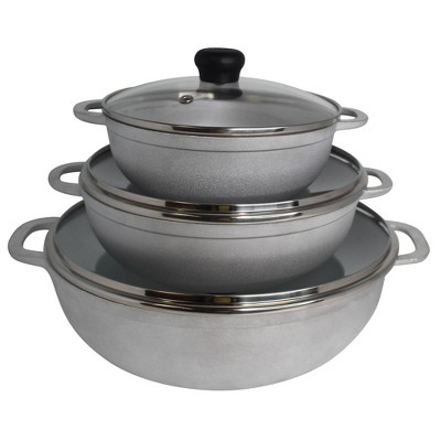 Imusa 3pc Traditional Caldero Set With Glass Lid: Cast Aluminum ...