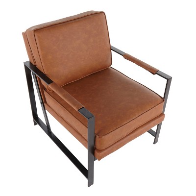 Franklin Geometric Black Metal & Camel Faux Leather Armchair