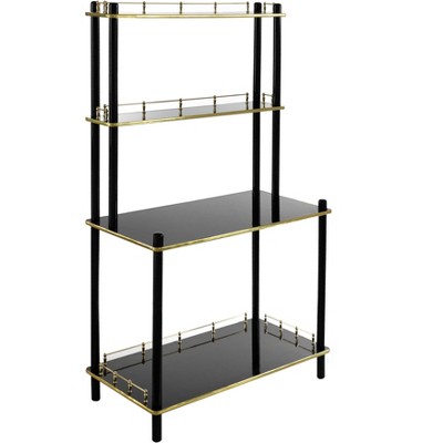 Tall Black and Gold Metal Bar Stand with 4 Shelves
