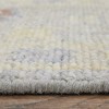 Blue Taupe And Gray Wool Floral Hand Knotted Area Rug With Fringe - 4 of 4