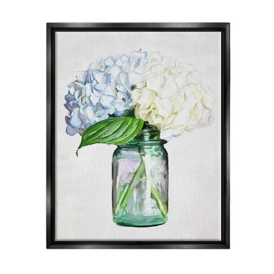 Stupell Industries Country Jar Hydrangea Bouquet Framed Floater Canvas Wall Art