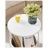 Simple Trending Small Bedside Table with Fabric Basket Matte White + Camel Brown - 2 of 4