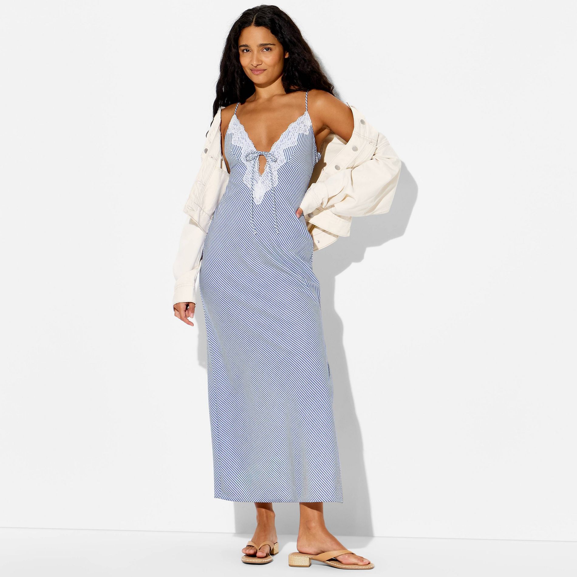 Women's Lace Trim Maxi Empire Waist Dress - Wild Fable™