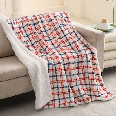 50"x60" Printed Velvet to Solid Faux Shearling Throw Blanket - Sutton Home Fashions