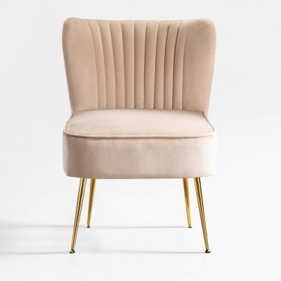 WestinTrends Phoebe Upholstered Tufted Velvet Accent Chair With Metal Leg