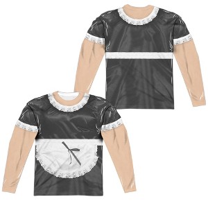 Men's French Maid (Front Back Print) Long Sleeve Costume T-Shirt - 1 of 4