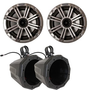 Kicker OEM Replacement 8" Silver LED Speakers & SSV US2-C8U-175 8" Universal Pods with 1.75" Clamps - 1 of 4