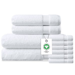 Delara Organic Cotton Luxuriously Plush Bath Towel Set, GOTS & Oeko-TEX Certified, Soft, Quick Dry & Ultra-Absorbent - 1 of 4