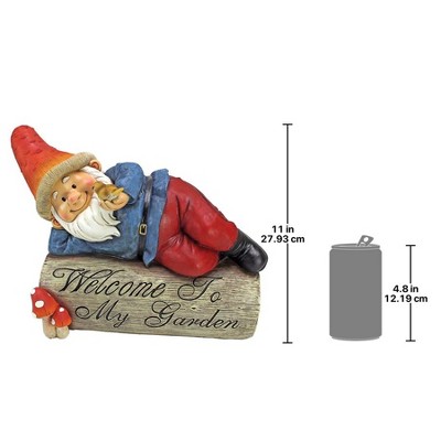 Gideon Garden Gnome Welcome Sign Resin Statue