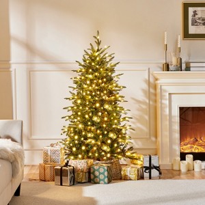 Yaheetech 4.5Ft/6Ft/7.5Ft Pre-Lit Christmas Tree with Multicolor LED Lights - 1 of 4