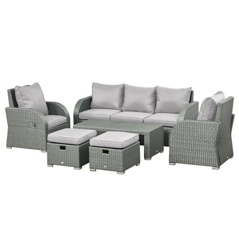 6 piece rattan garden furniture set hot sale