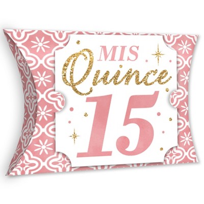 Big Dot of Happiness Mis Quince Anos - Favor Gift Boxes - Quinceanera Sweet 15 Birthday Party Large Pillow Boxes - Set of 12