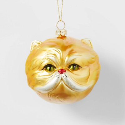 Cat Head Christmas Tree Ornament Yellow - Wondershop™