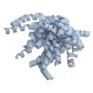 7" Light Blue Fabric with White Stitch Curly Gift Bow - Spritz™: Decorative Bows for Gift Wrapping, Easter Accessory - 1 of 1