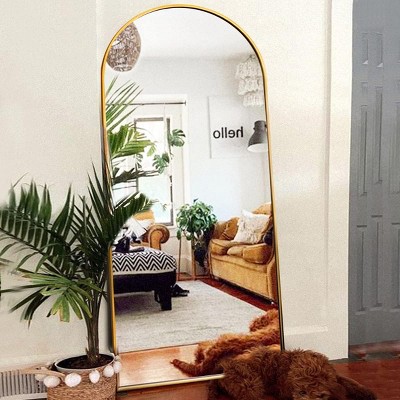 Large Arched Wall Mirror,Full Size Mirror With Stand,Freestanding Mirror,Metal Arch Full Length Mirror,Floor Mirror Arched,Fitness Mirror-The Pop Home