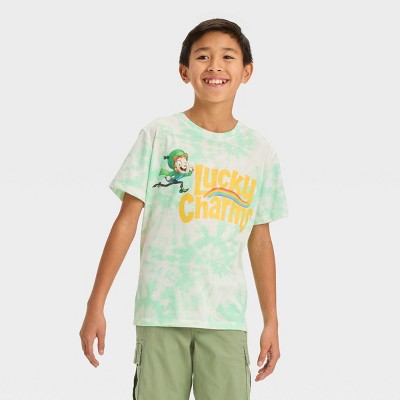 Boys' Short Sleeve Tie-Dye Graphic T-Shirt with Lucky Charms - art class™ Green XS