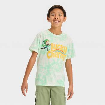 Boys' Short Sleeve Tie-Dye Graphic T-Shirt with Lucky Charms - art class™ Green