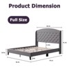 Full Upholstered Bed Frame w/Wingback Headboard - Velvet, Wood Slats, No Box Spring Needed (Gray) - 2 of 4