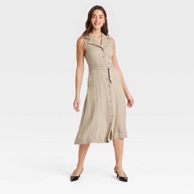 Women's Tie-Waist Midi Shirtdress - A New Day™