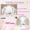 Princess Makeup Vanity Set for Girls - Tri-Fold Mirror, Storage Shelves & Chair, Wooden Dressing Table for Toddler Pretend Play - 2 of 4