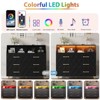 Bedroom Dresser with LED Lights & Charging Station, Wood 6 Drawer Dresser for Bedroom - 3 of 4