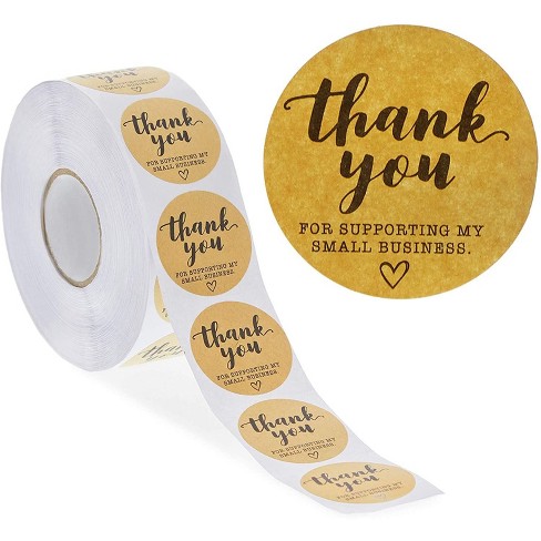 2 Thank You Stickers Black & White 500 Labels Each Roll Golden Font Design Thank You for Supporting My Small Business Stickers