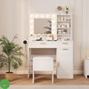 Vanity Desk with Lighted Mirror Makeup Vanity w/Charging Station Cushioned Stool & 3 Drawers - 3 of 4