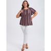 GRACE & GRANDEUR Women's Plus Size Boho Floral Print Drawstring Collar Ruffle Sleeve Gathered Ties Babydoll Blouses - 2 of 4