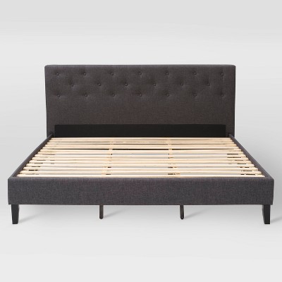 King Nova Ridge Tufted Upholstered Bed Dark Gray - CorLiving