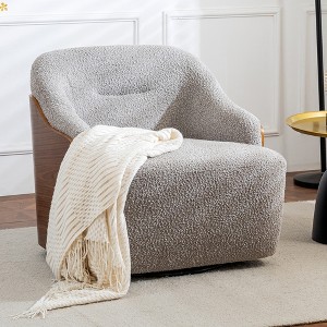 DYHOME 30.3" W Swivel Barrel Chair, Boucle Upholstered Accent Chair, No Assembly Required - 1 of 4