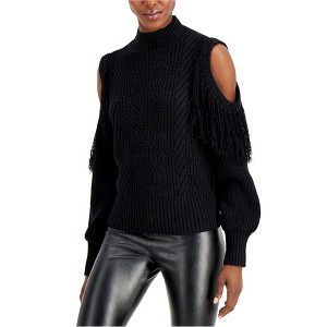 I.N.C International Concepts Womens Fringe Pullover Sweater, Black, Medium - 1 of 1