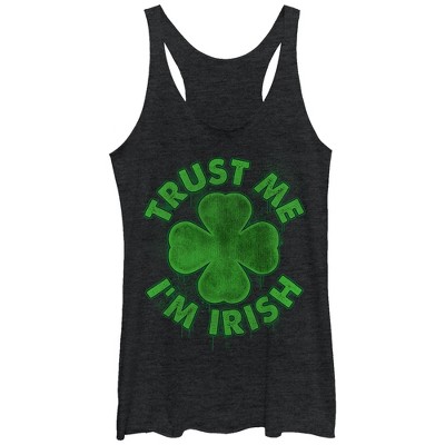 Women's Lost Gods Trust Me I'm Irish Racerback Tank Top - Black Heather ...