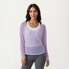 Anna-Kaci Active 2-Piece Women's Long Sleeve Sheer Pullover Top Set with Off Shoulder Neckline and Relaxed Fit - 2 of 4