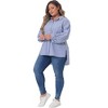 Agnes Orinda Women's Plus Size Button Down Collared Long Sleeve Classic Casual Office Striped Blouse - 3 of 4