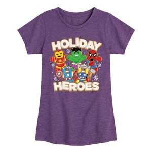 Girls' - Marvel - Holiday Heroes Fitted Short Sleeve Graphic T-Shirt - 1 of 4