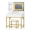Vanity Desk with Stool, Small Makeup Vanity Table with Mirror and Lights, Brightness Adjustable, for Women - 2 of 4