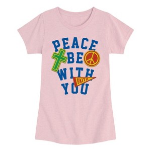 Girls' - Instant Message - Peace Be With You Fitted Short Sleeve Graphic T-Shirt - 1 of 4