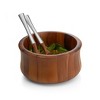 Nambe Nara Acacia Wood Salad Bowl with Alloy Handle Servers - 2 of 4