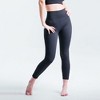 NAYSAYE L Women Yoga Pant Leggings Ribbed Solid High-Waisted Tummy Control Seamless Soft Gym Outfit Yoga Pants for Women Leg Training, Black - 3 of 4