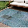 Teal Blue Aqua And Gray Patchwork Washable Indoor Outdoor Area Rug - 2 of 4