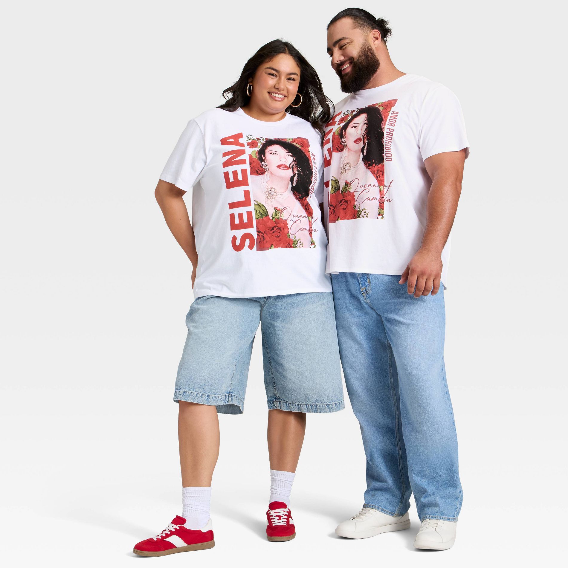 Latino Heritage Month Adult Graphic Selena Short Sleeve T-Shirt - White