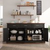 Okak Farmhouse Sideboard Buffet Cabinet with Storage, Fluted Wood Kitchen Console Table with 4 Doors & 3 Drawers for Dining Room Entryway - 2 of 4