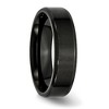 Black Bow Jewelry 6mm Black Plated Stainless Steel Brushed & Beveled Edge Band - 4 of 4
