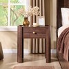 Modern Wooden Nightstand 23.6" Tall with Charging Station Curved 1 Drawer Bedside Table for Living Room Bedroom - 2 of 4