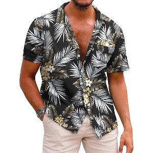 COOFANDY Mens Hawaiian Shirts Short Sleeve Casual Button Down Tropical Beach Shirt S-4XL - 1 of 4